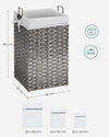 Rootz Laundry Basket - Compact Laundry Basket - Portable Laundry Basket - Stylish Laundry Basket - Basket - Washing Basket - Grey - 46 x 33 x 60 cm