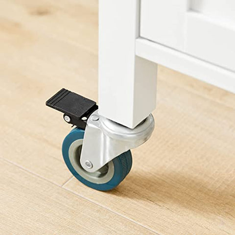 Rootz Kitchen Storage Trolley Cart with Rubber Wood Worktop - Kitchen Cabinet Cupboard Sideboard on Wheels