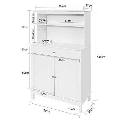Rootz Home Kitchen Sideboard Storage Cabinet Cupboard White