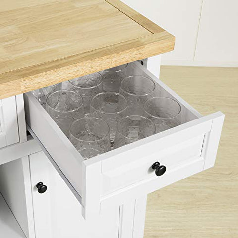 Rootz Kitchen Island Trolley - Cabinet - Cupboard -  Sideboard  with 3 Drawers 2 Open Shelves 2 Doors