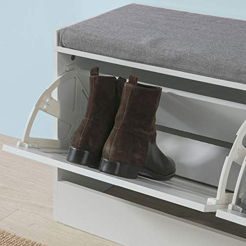 Rootz Hallway Shoe -  Shoe Bench - Rack - Cabinet with Flip - drawer and Seat Cushion