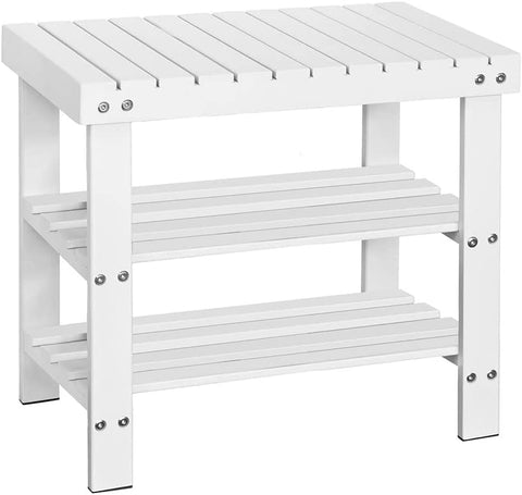 Rootz Bamboo 2 Tiers Shoe Rack - Shoe Bench - Bathroom Shelf - W50 x D29 x H46cm