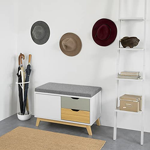 Rootz Hallway Shoe - Bench Shoe - Cabinet Shoe - Rack with 1 Cabinet and 2 Drawers, W80 x D38 x H51cm