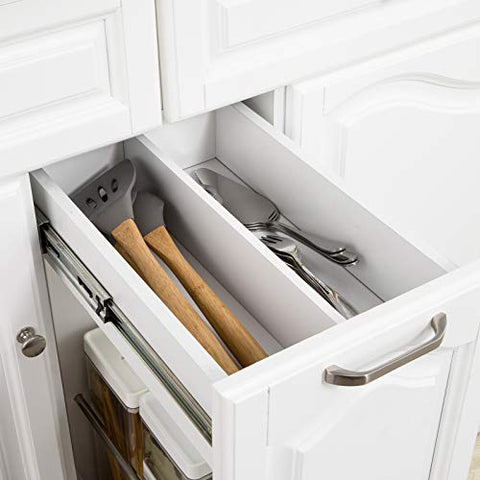 Rootz Kitchen Storage Trolley Kitchen Cabinet- Cupboard Sideboard Kitchen Island with 2 Drawers 3 Cabinets
