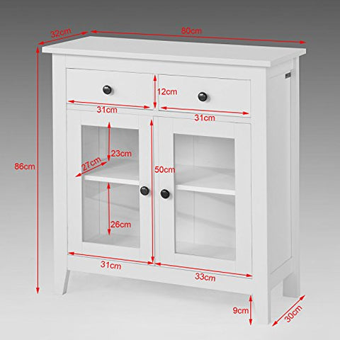 Rootz Sideboard Cabinet - Storage Cupboard Storage Cabinet with 2 Drawers and 2 Doors