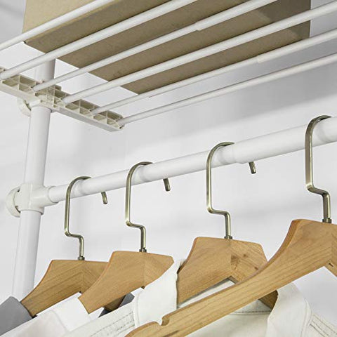 Rootz Adjustable Wardrobe Organiser Clothes Shelf System-Hanging Rail-Telescopic Clothes Storage Shelving
