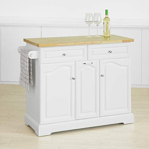 Rootz Kitchen Storage Trolley Kitchen Cabinet- Cupboard Sideboard Kitchen Island with 2 Drawers 3 Cabinets