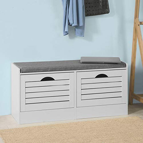 Rootz Hallway Shoe -  Shoe Bench - Rack - Cabinet with Flip - drawer and Seat Cushion
