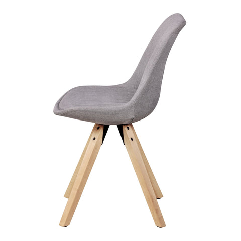 Rootz Dining Chairs - Set of 2 Retro - Light Gray Upholstered Chairs with Fabric Cover and Backrest - Design Kitchen Chairs