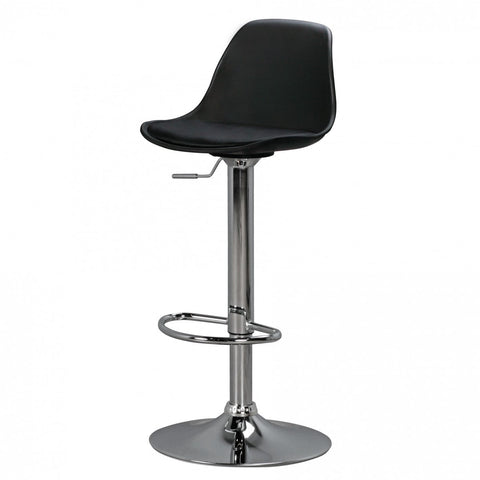 Rootz Barstool - Black Faux Leather - Adjustable Height - Design with Backrest