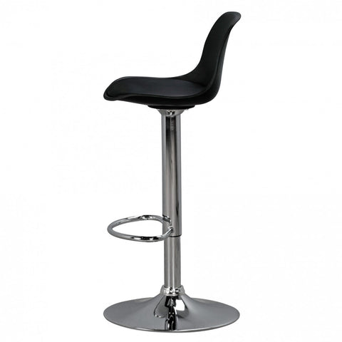 Rootz Barstool - Black Faux Leather - Adjustable Height - Design with Backrest