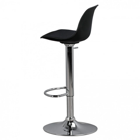 Rootz Barstool - Black Faux Leather - Adjustable Height - Design with Backrest