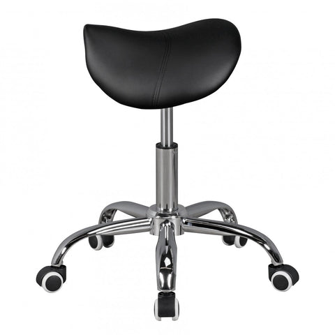 Rootz Hairdresser Stool - Black - Height Adjustable Swivel Stool with Castors - Artificial Leather Praxishocker
