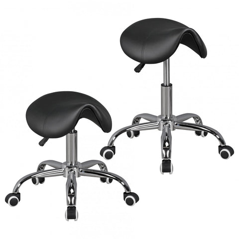 Rootz Hairdresser Stool - Black - Height Adjustable Swivel Stool with Castors - Artificial Leather Praxishocker
