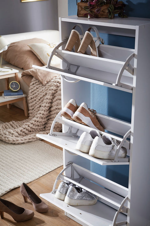 Rootz Shoe Box Locker - 3-Compartment Flap - Modern Shoe Rack for 18 Pairs - Shoe Organizer with Tipper Design - 125 cm