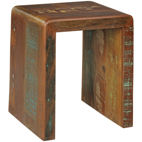 Rootz Side Table - Solid Wood - Mango Recycling Shabby Design - Small Living Room Night Table - Boat Wood Night Console - 45x40x55cm