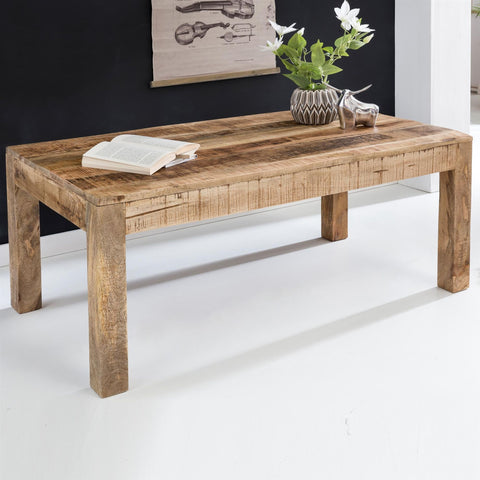 Rootz Table - Solid Wood - Natural Mango Wood - Rustic Country Style Coffee Table - Solid Wood Living Room Table - 110 x 60 x 47 cm