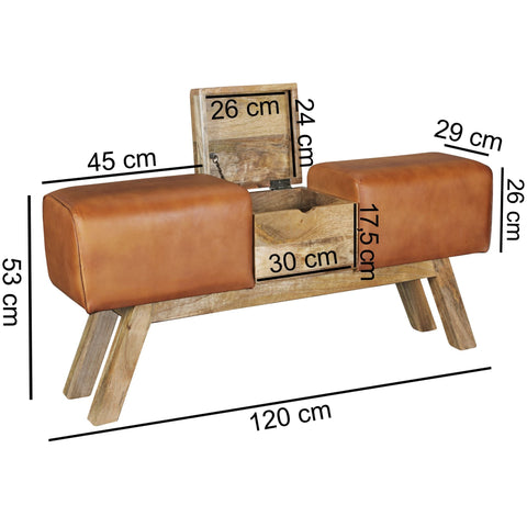 Rootz Storage Box Bench - Design Brown - Chest of Drawers - Wardrobe Bench Stool - 120 x 29 x 53 cm