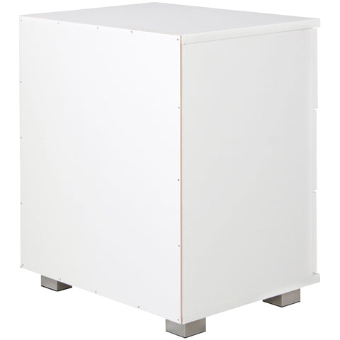 Rootz Wood Night Console - 3 Drawers White Design Nightstand - Small Nightstand - 45 x 54 x 34 cm