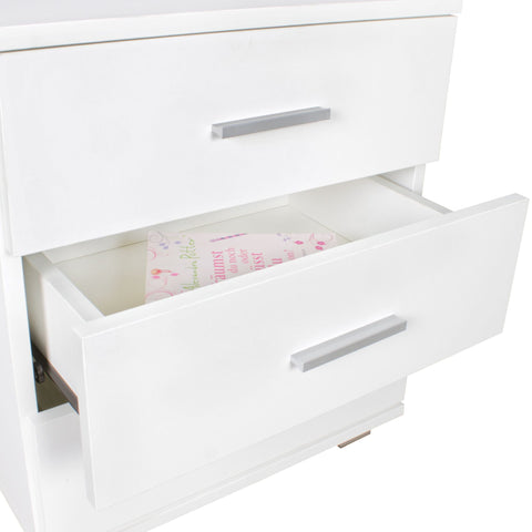 Rootz Wood Night Console - 3 Drawers White Design Nightstand - Small Nightstand - 45 x 54 x 34 cm