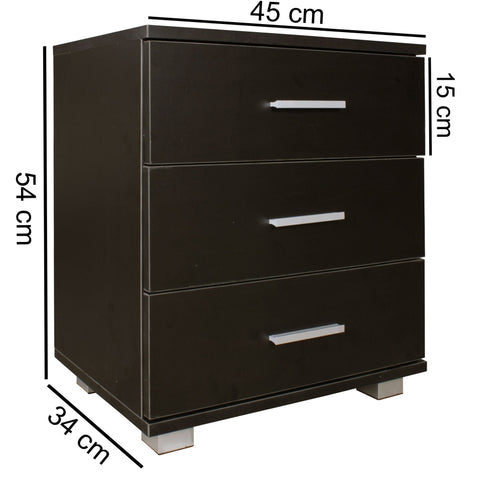 Rootz Bedside table - Bedside table - Console - Chest of drawers - Cupboard - Chest of drawers - 3 drawers - 45 x 54 x 34 cm (WxHxD)