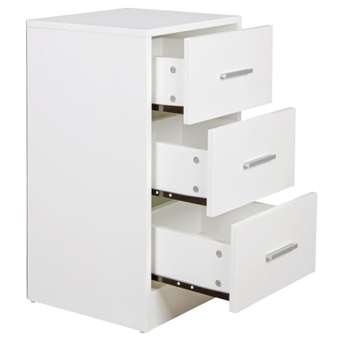 Rootz Wood Nightconsole - Contemporary Sideboard with 3 Drawers White - Design Nightstand - Extra High Nightstand - 37.5 x 68 x 35 cm