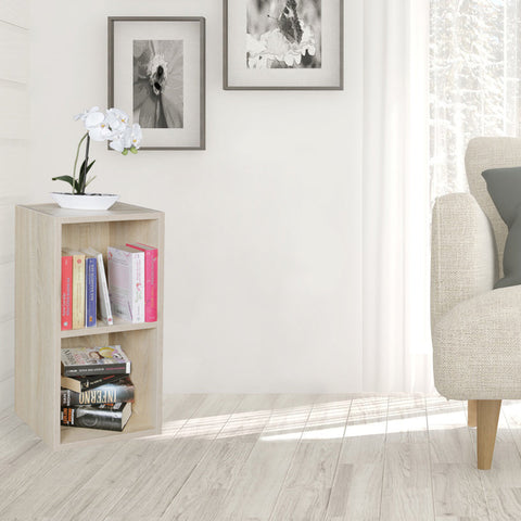 Rootz Bookshelf - MDF Wood - Design Storage Shelf - Modern Hall Wooden Shelf - Sonoma -  2 Compartments