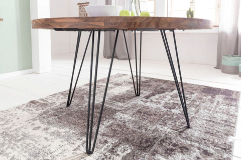 Rootz Dining Table Round - Sheesham Solid Wood Design - Country House Style Brown - Kitchen Table for 4 Persons - Ø 120 x 78 cm
