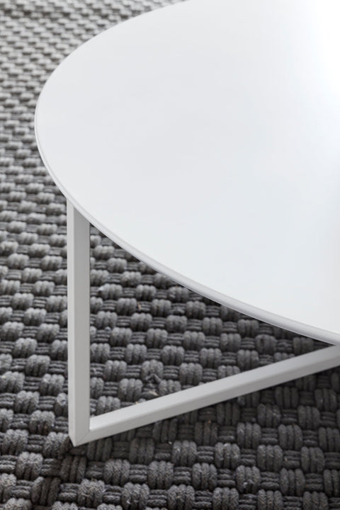 Rootz Coffee Table - Design White Matt MDF Wood Frame Metal - Modern Lacquered Living Room Lounge Table -  ø 80 cm