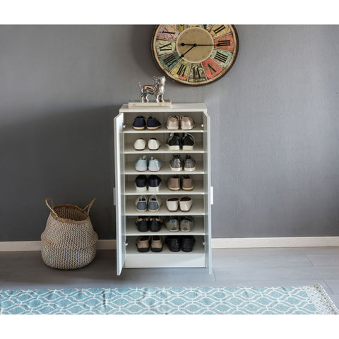 Rootz Shoe Cabinet - Approximately 14 Pairs - Shoes Organizer - Shoe Rack - White - Doors