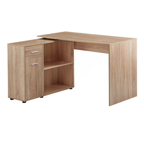 Rootz Corner Desk with Shelf - Sonoma Design - Modern Office Desk for Study and Home Office - 120x75.5x106.5cm