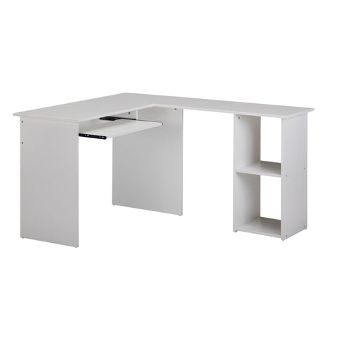Rootz Desk - White Design - Study Room and Home Office Table with Shelf - 140x75.5x120cm