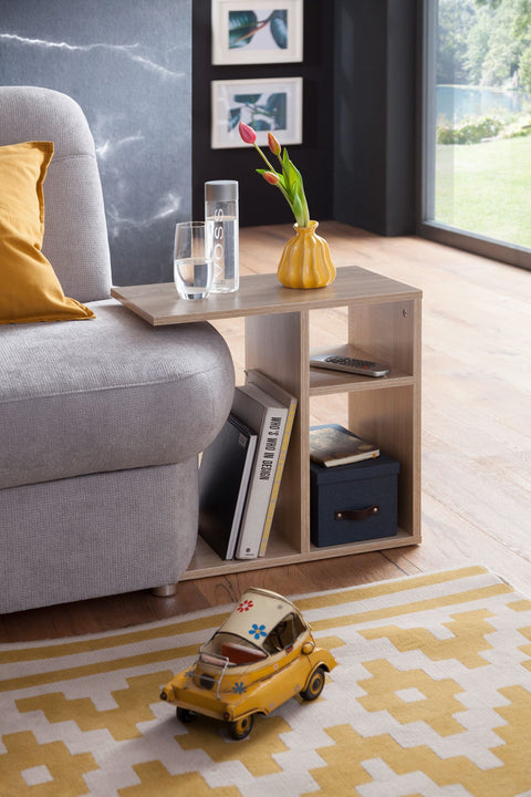 Rootz Wood Side Table - Sonoma - Design Side Table for Sofa - Small Modern Coffee Table - Square Coffee Table - High Sofa Table - 50x50x30cm