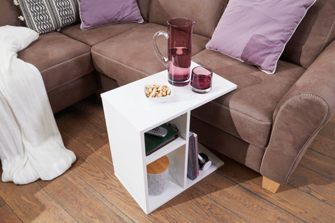 Rootz Wood Side Table - Design Side Table for Sofa - Small Modern Coffee Table - Square Coffee Table - High Sofa Table - White -  50x50x30cm