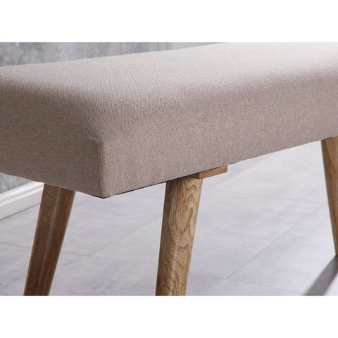 Rootz Bench - Bench - Corridor Bench - Solid Mango Wood - Upholstered Bench - Dining Bench - Beige/Grey