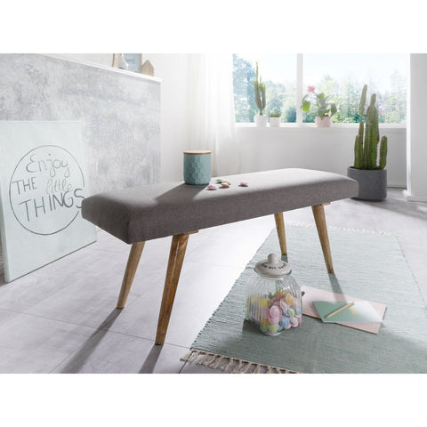Rootz Bench - Bench - Corridor Bench - Solid Mango Wood - Upholstered Bench - Dining Bench - Beige/Grey