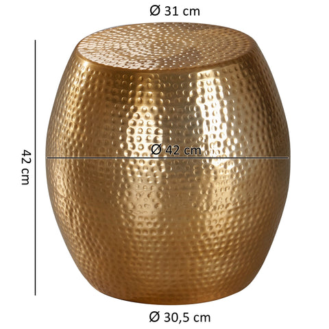 Rootz Side Table - Gold Aluminum - Oriental Round Table - Modern Metal Designer Filing Table - Slim Antischisch - Small Hammered Accent Table - 42x42x42cm