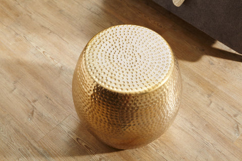 Rootz Side Table - Gold Aluminum - Oriental Round Table - Modern Metal Designer Filing Table - Slim Antischisch - Small Hammered Accent Table - 42x42x42cm