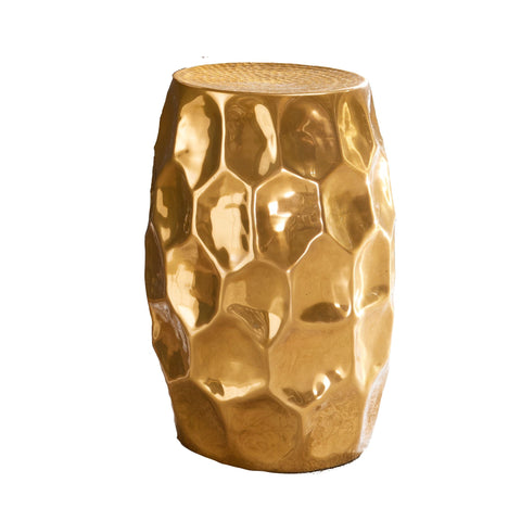 Rootz Side Table -  Gold Aluminum - Oriental Round Table - Small Hammered Accent Table - Modern Metal Designer Filing Table - Narrow Small Table - 30x47x30cm