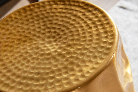 Rootz Side Table -  Gold Aluminum - Oriental Round Table - Small Hammered Accent Table - Modern Metal Designer Filing Table - Narrow Small Table - 30x47x30cm