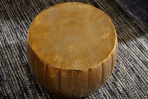 Rootz Coffee Table - Oriental Round Gold - Aluminum - Flat Metal Coffee Table - Modern Design Living Room Table - Small Lounge Table - 60x36x60cm