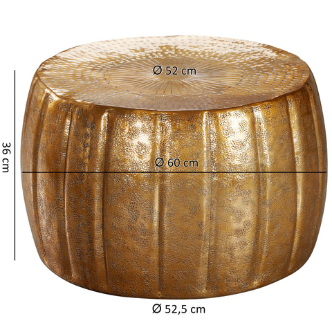 Rootz Coffee Table - Oriental Round Gold - Aluminum - Flat Metal Coffee Table - Modern Design Living Room Table - Small Lounge Table - 60x36x60cm