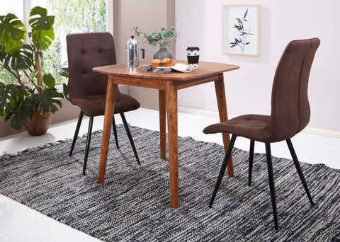 Rootz Dining Table - Sheesham Solid Wood - Designer Kitchen Table - Rustic & Modern - Solid Wood Dining Table - 80x78x80cm