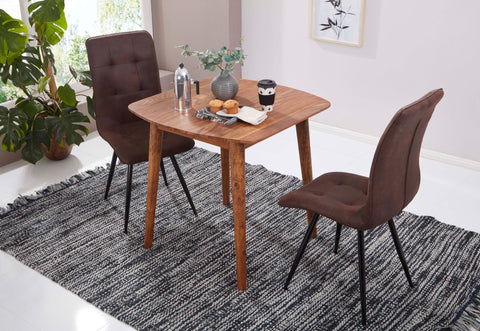 Rootz Dining Table - Sheesham Solid Wood - Designer Kitchen Table - Rustic & Modern - Solid Wood Dining Table - 80x78x80cm