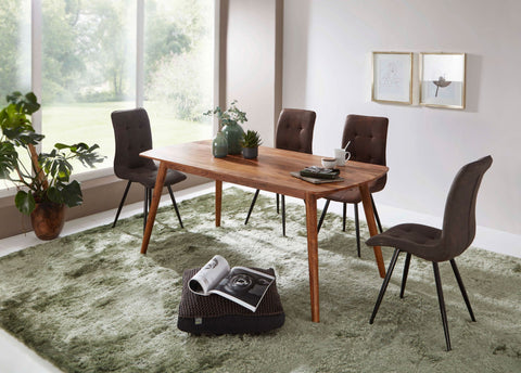 Rootz Dining Table - Sheesham Solid Wood - Designer Kitchen Table - Rustic & Modern - Large Solid Wood Dining Table - 120x77x60cm