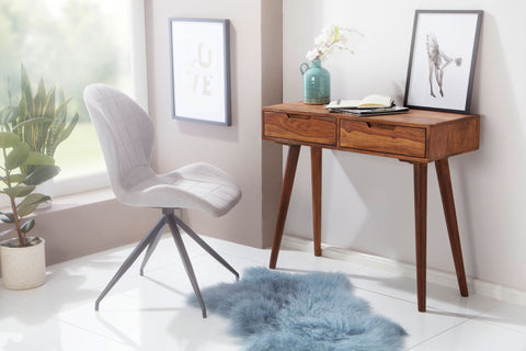 Rootz Console Table - Sheesham Wood with Drawers - Design Solid Wood Sideboard - Small Country House Desk - Natural Flur Table - 90x76x36cm