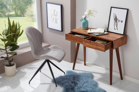 Rootz Console Table - Sheesham Wood with Drawers - Design Solid Wood Sideboard - Small Country House Desk - Natural Flur Table - 90x76x36cm