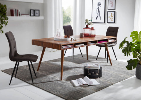 Rootz Dining Table - Sheesham Wood - Solid and Rustic - Modern Design - 200x77x100cm