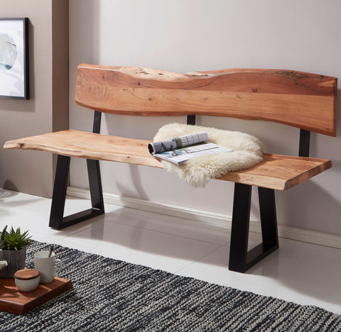 Rootz Dining Bench - Acacia Wood - Solid Wood Bench with Tree Edge - 3-Seater - 160x83.5x60cm