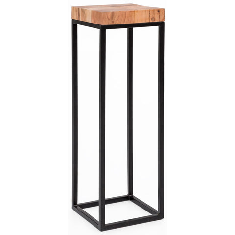 Rootz Side Table - Acacia Wood - High Metal Side Table in Industrial Style - 30x97x30cm
